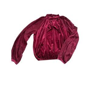 Free People Burgundy Velvet Cutout Sleeve Blouse Women’s M